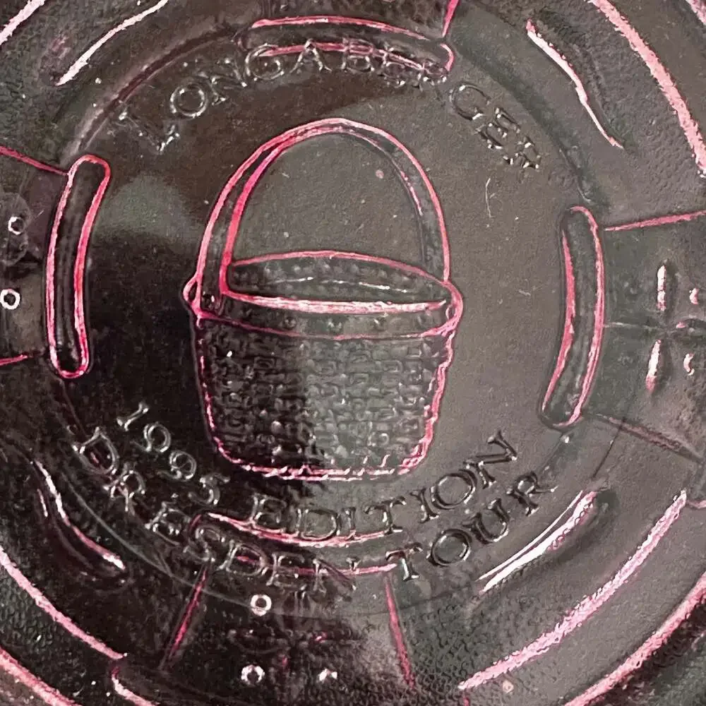 Longaberger 1995 Pink Heisey Dresden Tour Glass Plate Raised Designs